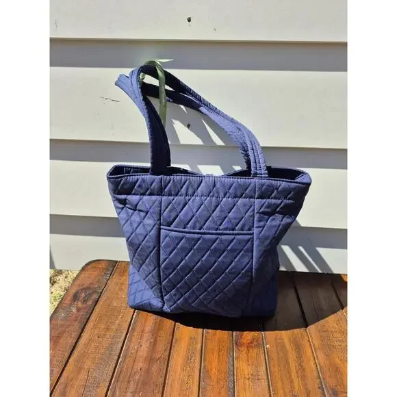 Vera Bradley Premium Cotton Small Original Tote Handbag, Peacoat, One Size, - Picture 4 of 7